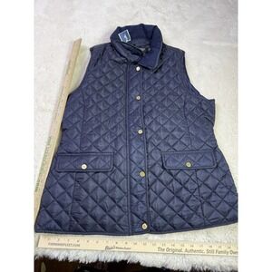 Lauren Ralph Lauren New Quilted Vest Navy Blue Pockets Full Zip Collar Size L